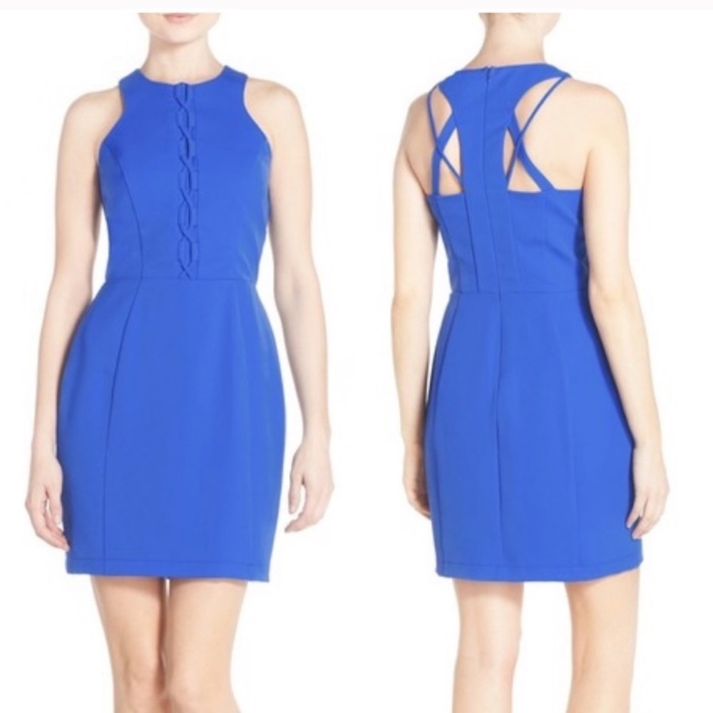 Adelyn Rae Cobalt Lace Up Sheath Dress. Size Large. New With Tags.